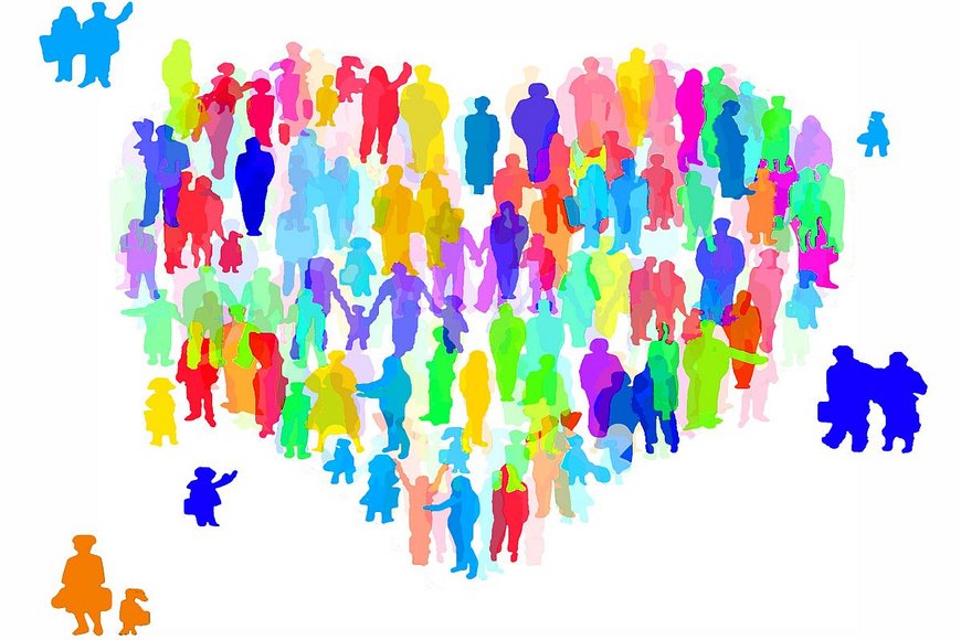 Bunte Figuren bilden ein Herz - Copyright:  Grafik: Pfeffer / Gemeindebrief.de